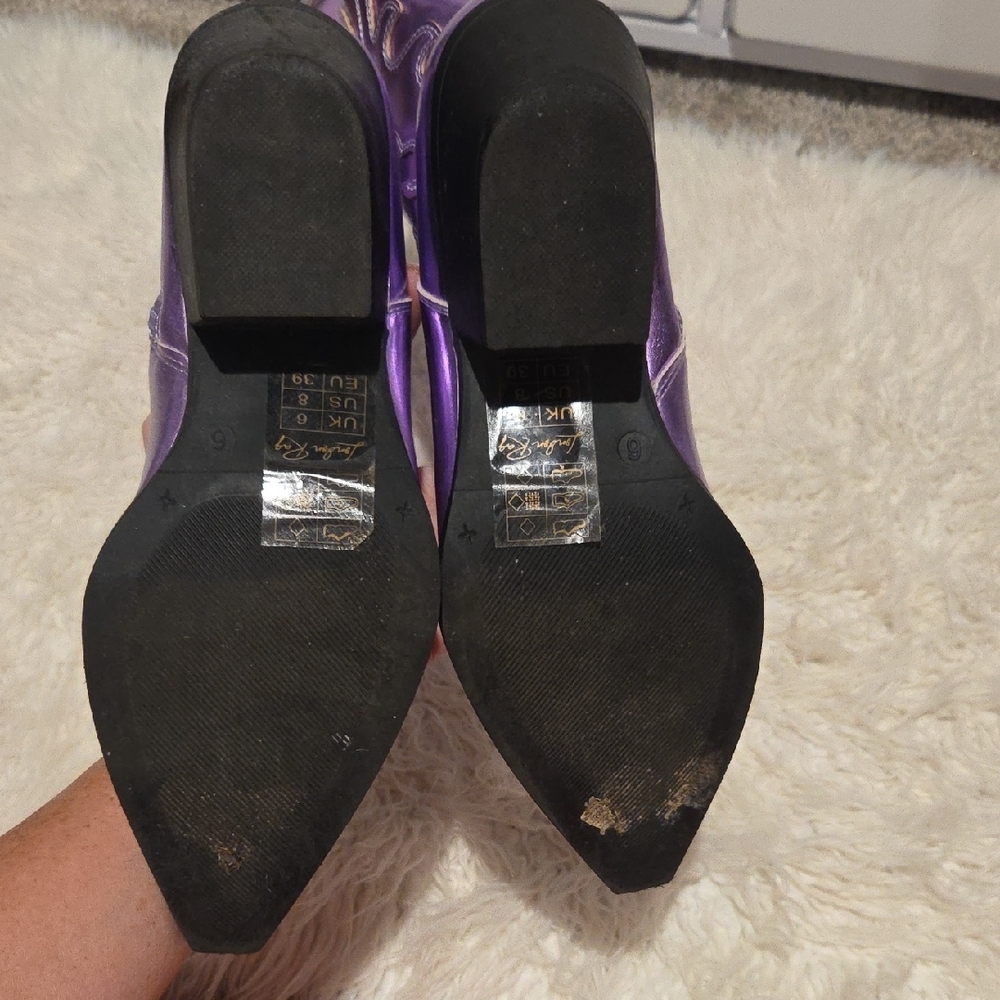 Metallic Purple Women's Western Boots - Picture 2 of 3